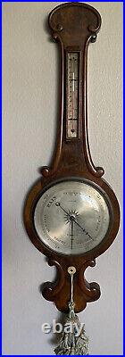 19th Century Circa 1890 Antique Wall Banjo Barometer Graham Wakefield Wood