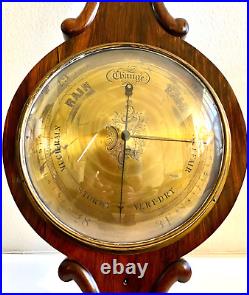 19th Century English Rosewood Wheel Barometer / Thermometer