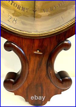 19th Century English Rosewood Wheel Barometer / Thermometer