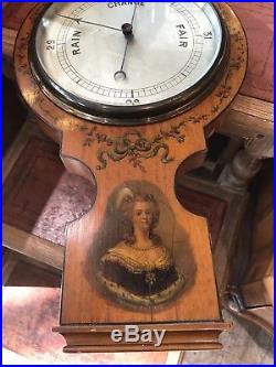 19th Century English Satinwood Adams Decorated Angelica Kauffman Barometer