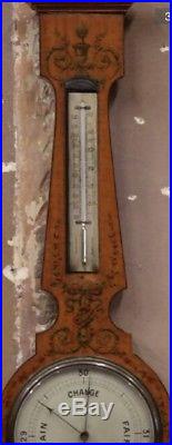 19th Century English Satinwood Adams Decorated Angelica Kauffman Barometer