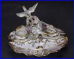 19th Century European Gilded Porcelain Ink Well