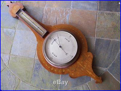 19th Century Inlaid Design Rosewood Working Barometer plus Thermometer