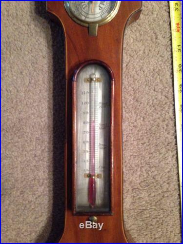 19th Century Mahogany Banjo Type Wall Barometer Thermometer ANTIQUE VINTAGE