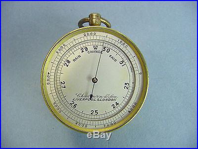 19th Century Small Pocket Altimeter Barometer Liverpool London Chadburn