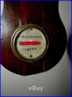 19th Century Wall Antique Banjo Wheel Barometer Leeds M. Barnscone large 42