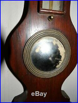 19th Century Wall Antique Banjo Wheel Barometer Leeds M. Barnscone large 42