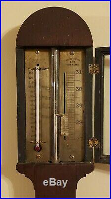 19th c. American N. H. Mahogany Stick Barometer Charles Wilder Woodruff's Patent