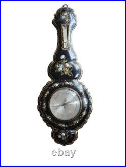19th c Papier Mache and Mother Of Pearl Victorian Barometer