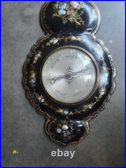 19th c Papier Mache and Mother Of Pearl Victorian Barometer