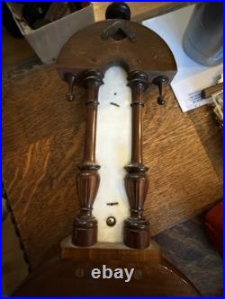19thc Edwardian German ANTIQUE hand carved wood Barometer/Thermometer? 21.25