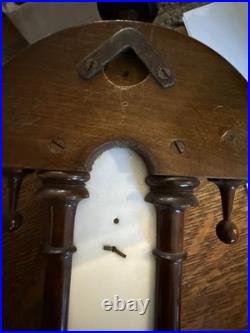 19thc Edwardian German ANTIQUE hand carved wood Barometer/Thermometer? 21.25
