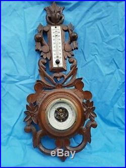 20 Antique French, barometer, thermometer, carved beech, black forest, early 20th