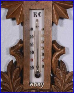 20 Tall Antique Black Forest Barometer Weather Station in Solid Walnut withCross