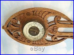 20 Veranderlyk Antique Black Forest Style Carved Oak Weather Barometer Dutch