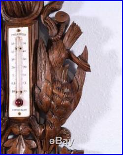 27 Tall Antique Black Forest Barometer Weather Station in Solid Walnut 27 Tall Antique Black Forest Barometer Weather Station in Solid Walnut