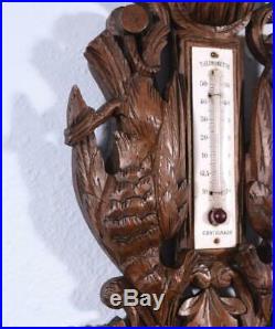 27 Tall Antique Black Forest Barometer Weather Station in Solid Walnut 27 Tall Antique Black Forest Barometer Weather Station in Solid Walnut