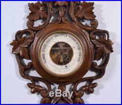27 Tall Antique Black Forest Barometer Weather Station in Solid Walnut 27 Tall Antique Black Forest Barometer Weather Station in Solid Walnut
