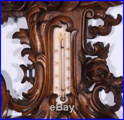 27 Tall Antique Louis XV Rococo Barometer/Weather Station in Solid Walnut