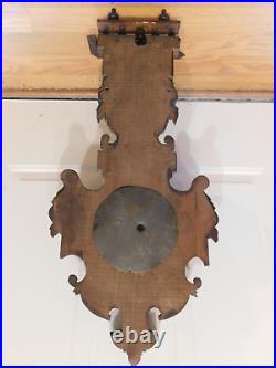 28 Antique Black Forest Carved Walnut Wood French Barometer Barometre Aneroide