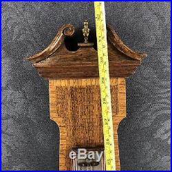 32 Antique England Brass Mahogany Wood Weather Station Barometer British