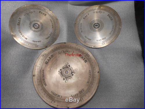 3 Antique Barometer Etched Metal Dials 8 & 10