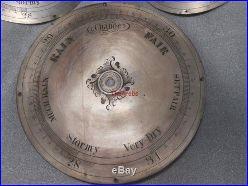 3 Antique Barometer Etched Metal Dials 8 & 10