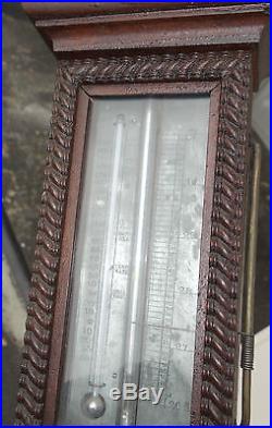 3' Antique Victorian Barometer Thermometer Pie Crust Molding 36 1/2