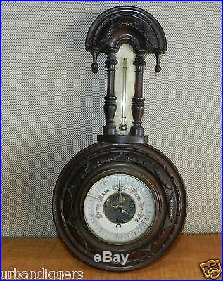 8165/ Antique Victorian Teardrop Barometer w/ Scale Thermometer