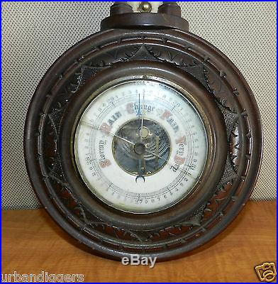 8165/ Antique Victorian Teardrop Barometer w/ Scale Thermometer