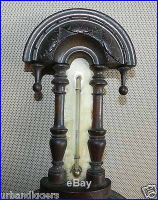 8165/ Antique Victorian Teardrop Barometer w/ Scale Thermometer