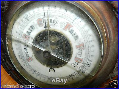 8165/ Antique Victorian Teardrop Barometer w/ Scale Thermometer