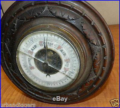 8165/ Antique Victorian Teardrop Barometer w/ Scale Thermometer