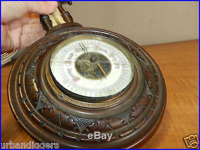 8165/ Antique Victorian Teardrop Barometer w/ Scale Thermometer