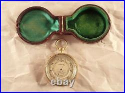 ADOLF FRESE Gentleman's Gilt Brass'RARE' Comb. Pocket Barometer & Thermometer