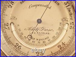 ADOLF FRESE Gentleman's Gilt Brass'RARE' Comb. Pocket Barometer & Thermometer