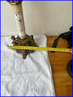 AEarly 1900s antique brass Reaumur Celcius thermometer decorated with angels