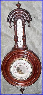 ANTIQUE 1800's or Decorative Ornate Wood Germany BAROMETER THERMOMETER Estate &