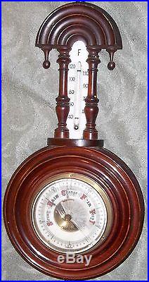 ANTIQUE 1800's or Decorative Ornate Wood Germany BAROMETER THERMOMETER Estate &