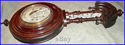 ANTIQUE 1800's or Decorative Ornate Wood Germany BAROMETER THERMOMETER Estate &