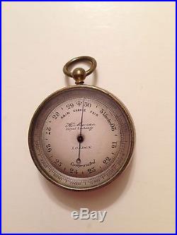 ANTIQUE 19th CENTURY POCKET BAROMETER WITH LEATHER CASE