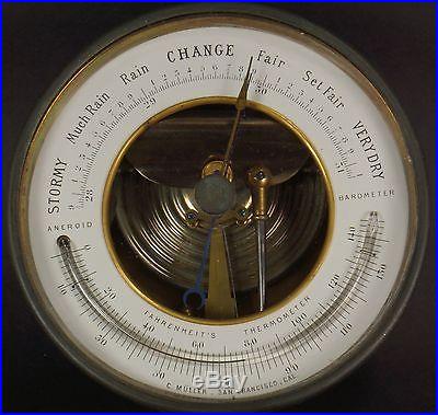 ANTIQUE ANEROID BAROMETER C. MÜLLER EARLY SAN FRANCISCO OPTICIAN