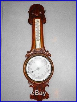 Antique Barometer Banjo Shaped Signed Sidric Aneroid