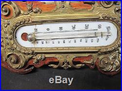 ANTIQUE BAROMETER-gERMAN, BRASS AND WOOD