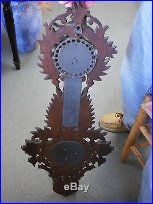 ANTIQUE BLACK FOREST HAND CARVED HYGROMETER