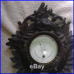 ANTIQUE BLACK FOREST HAND CARVED HYGROMETER NOW REDUCED PRICE