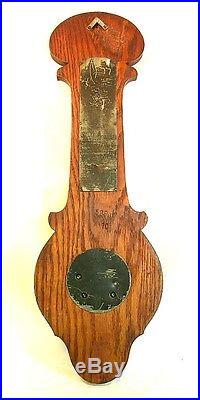 Antique Carved Oak Barometer Thermometer Victorian Nice