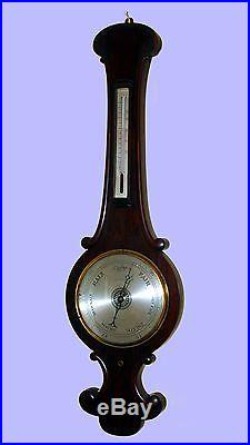 ANTIQUE CASELLA ENGLISH ROSEWOOD WHEEL BAROMETER THERMOMETER