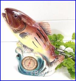 ANTIQUE CERAMIC FISH SHAPED THERMOMETER With LUSTRE GLAZE RARE