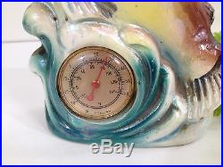 ANTIQUE CERAMIC FISH SHAPED THERMOMETER With LUSTRE GLAZE RARE